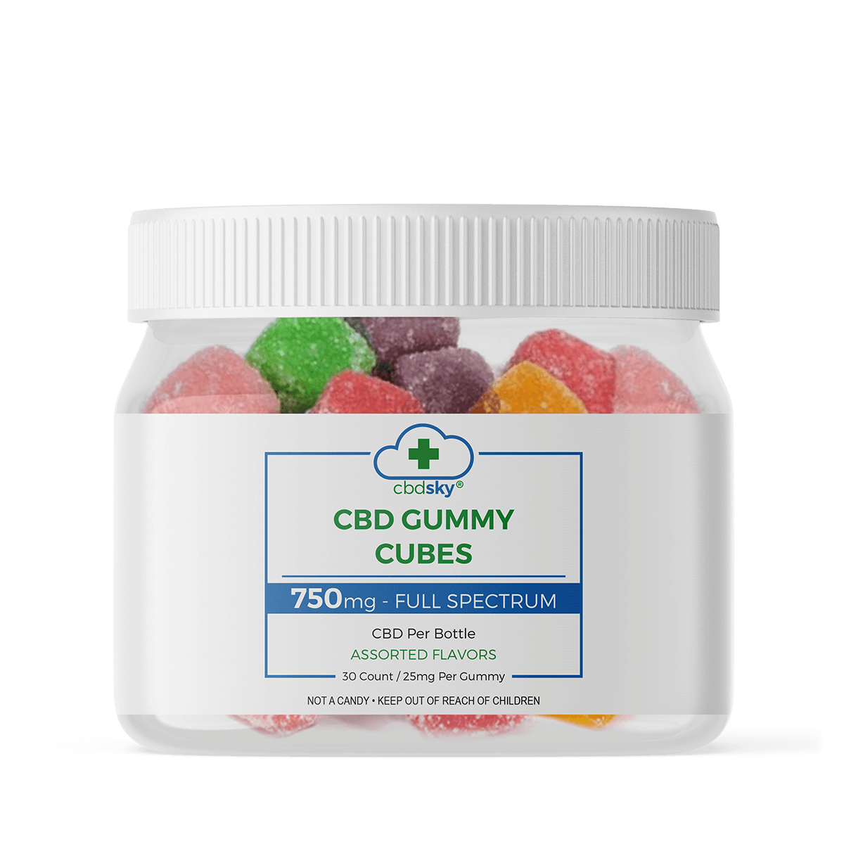 Full-spectrum CBD Gummy Cubes (750mg, 25mg\/count) - CBD SKY