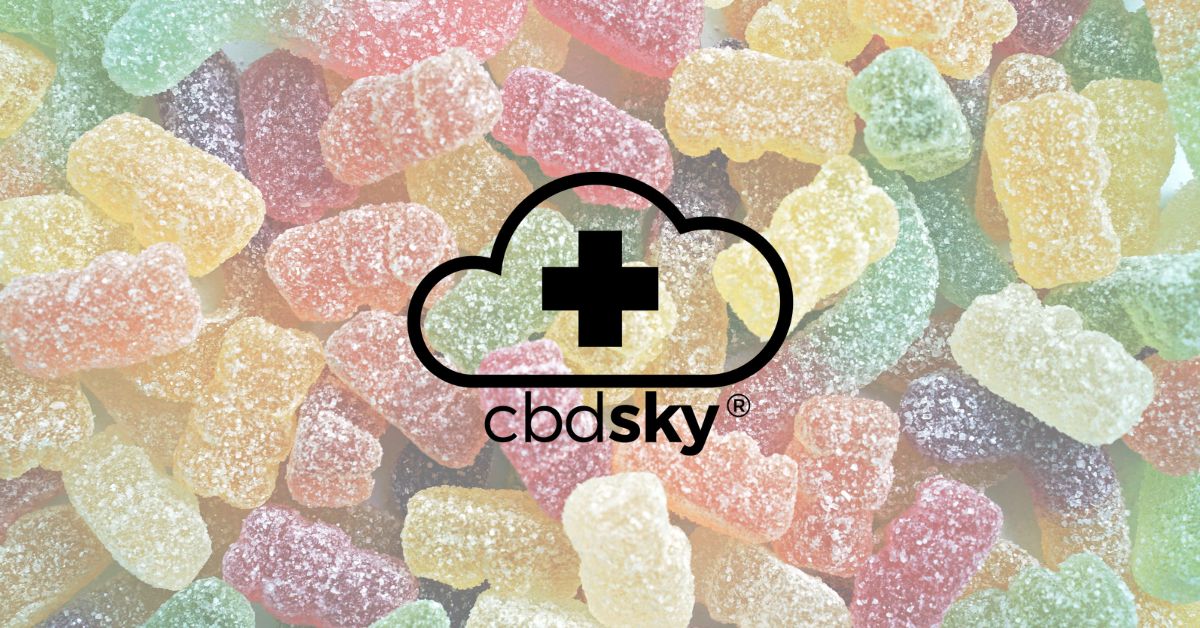 A basic picture of sour cbd gummies with a cbd sky logo in the middle