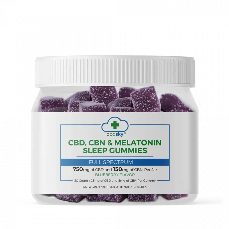 cbd cbn melatonin sleep gummies blueberry 750mg full spectrum 30ct front