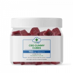 An HD image of cbd gummy cubes 750mg isolate 30ct front